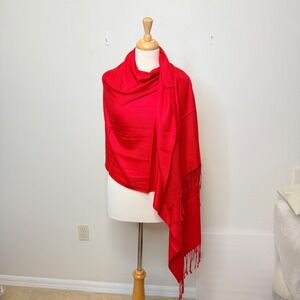 Pashmina Scarf Textured Fringe Layering Office Casual